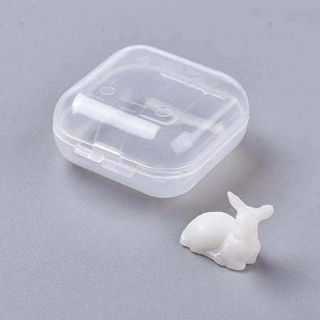 Honeyhandy DIY Crystal Epoxy Resin Material Filling, Christmas Reindeer/Stag, For Display Decoration, with Transparent Box, White, 15x16x10mm, Box: about 3.8x3.5x1.8cm