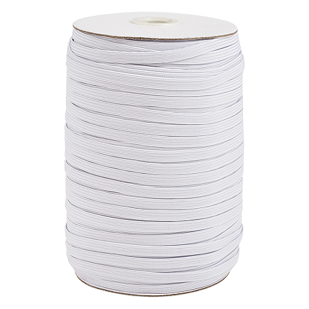 Honeyhandy 1/4 inch Flat Braided Elastic Rope Cord, Heavy Stretch Knit Elastic with Spool, White, 6mm, about 190~200yards/roll (570~600 feet/roll)