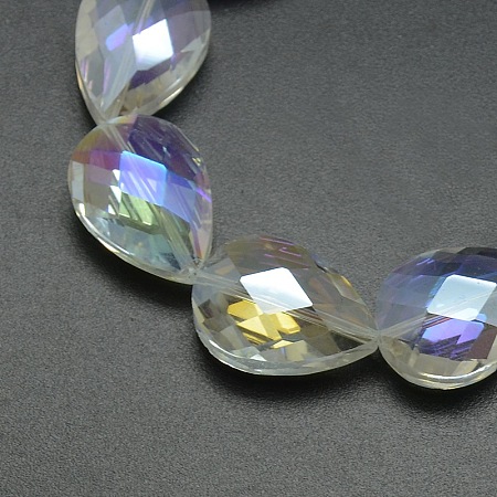 Honeyhandy Electroplate Crystal Glass Teardrop Beads Strands, Faceted, AB Color Plated, 24x17x11mm, Hole: 1mm, about 30pcs/strand, 28.3 inch