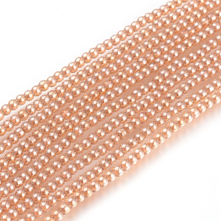 Arricraft Electroplate Glass Beads Strands, Round, Pear Luster Plated, Light Salmon, 2mm, Hole: 0.6mm; about 180pcs/strand, 14.17 inches(36cm)
