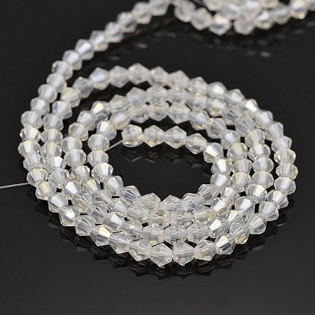 NBEADS 1 Strand 4mm White Crystal Glass Beads Strands about 121pcs/strand 19.2 Inch for Jewelry Making Beads