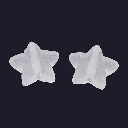 Honeyhandy Transparent Frosted Acrylic  Beads, Star, Clear, 13x14x5mm, Hole: 1.5mm