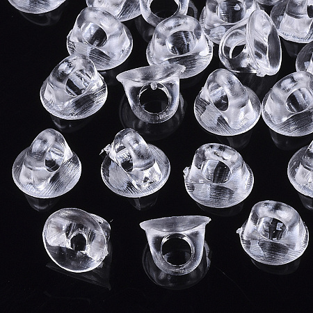 Honeyhandy Transparent AS Plastic Charm Base Settings, for Flat Back Cabochons, Hair Findings, DIY Hair Tie Accessories, Clear, 8x6mm, hole: 3mm
