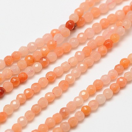 Natural Pink Aventurinee Beads Strands, Faceted Round, 2mm, Hole: 0.8mm; about 190pcs/strand, 16 inches