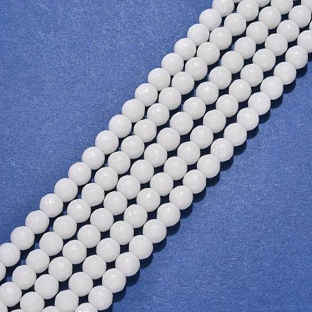 Honeyhandy Synthetic White Agate Beads Strands, Dyed, Faceted, Round, White, 6mm, Hole: 1mm, about 62pcs/strand, 16 inch