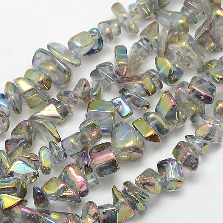Honeyhandy Electroplate Natural Quartz Crystal Chip Beads Strands, Clear, 9~23x5~11x3~8mm, Hole: 1mm, about 62pcs/strand, 15.74 inch
