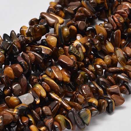 Honeyhandy Natural Yellow Tiger Eye Chip Bead Strands, 4~12x4~7x2~5mm, Hole: 1mm, about 33.8 inch