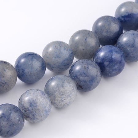 Honeyhandy Natural Blue Aventurine Round Bead Strands, 8mm, Hole: 0.8mm, about 48pcs/strand, 15.5 inch