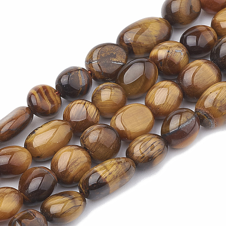 ARRICRAFT Natural Tiger Eye Beads Strands, Oval, 5~15x4~10x2~6mm, Hole: 1mm, about 40~60pcs/strand, 15.7 inches