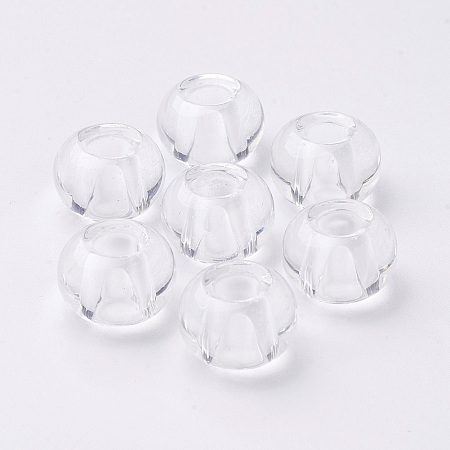 Honeyhandy Glass European Beads, Large Hole Beads, Rondelle, Clear, 15x10mm, Hole: 5mm