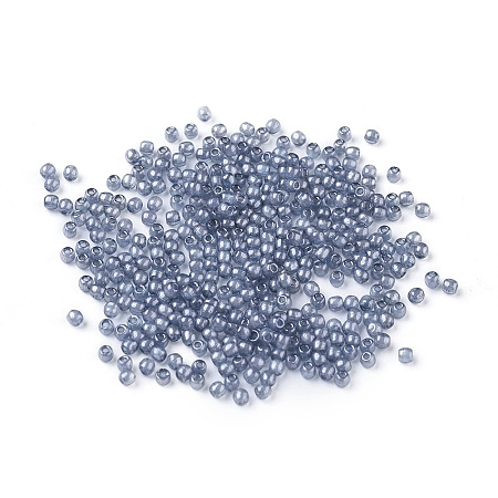 Arricraft Czech Glass Beads, Round, Steel Blue, 2x2mm, Hole: 0.7mm, about 765pcs/10g