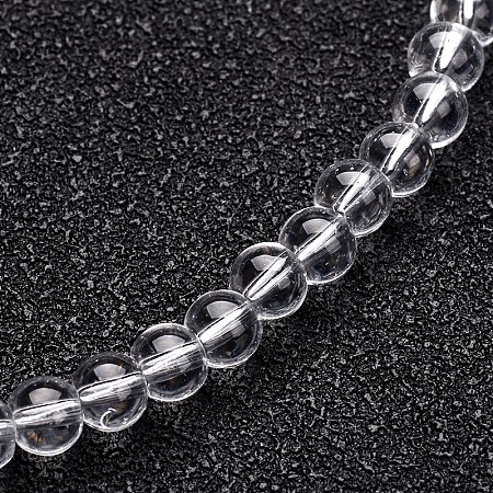Honeyhandy Glass Round Bead Strands, Clear, 4mm, Hole: 1mm, about 75~80pcs/strand, 11 inch
