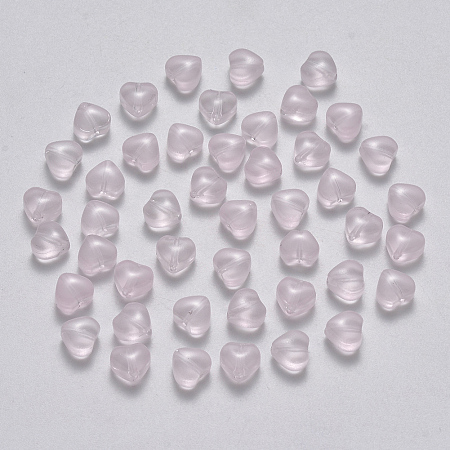 Honeyhandy Imitation Jade Glass Beads, Heart, Pearl Pink, 6x6x4mm, Hole: 0.7mm