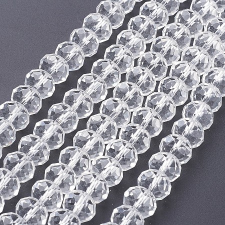 Honeyhandy Faceted Rondelle Handmade Glass Beads, for DIY Crafting, Clear, 12x8mm, Hole: 1mm, about 72pcs/strand