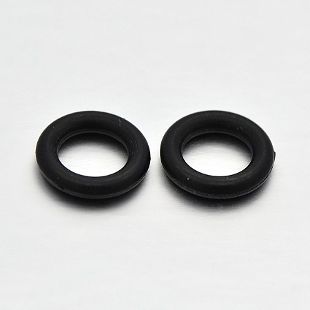 Honeyhandy Rubber O Rings, Donut Spacer Beads, Fit European Clip Stopper Beads, Black, 10x2mm