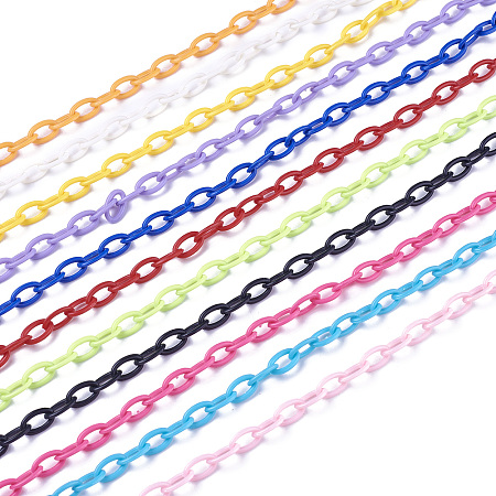 ARRICRAFT ABS Plastic Cable Chains, Oval, Mixed Color, 16 inches~16.9 inches(41~43cm), 7~7.5mm