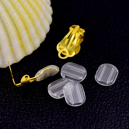 Honeyhandy Plastic Earring Pads, Clip Earring Cushions, For Non-pierced Earring Findings, Clear, 10.5x8mm