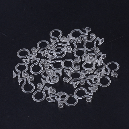 Honeyhandy Plastic Clip-on Earring Findings, with Loop, for Non-Pierced Ears, Clear, 11x9x3.5mm, Hole: 0.5mm, Pin: 1mm, Fit For 3mm Rhinestone