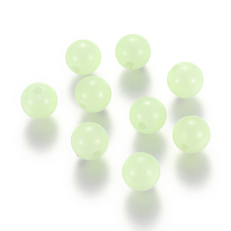 Honeyhandy Luminous Acrylic Round Beads, Pale Green, 8mm, Hole: 2mm