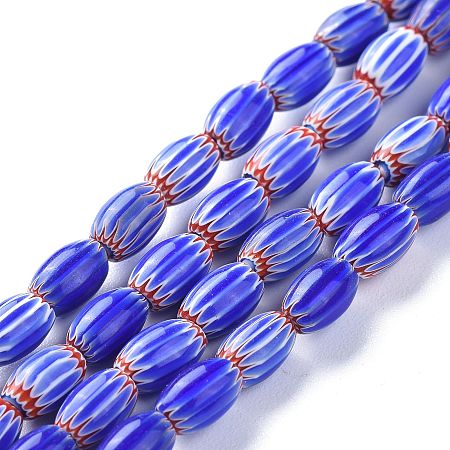 ARRICRAFT Handmade Lampwork Beads Strands, Oval, Blue, 7~8x5mm, Hole: 1mm, about 54~55pcs/Strand, 15.55 inches(39.5cm)