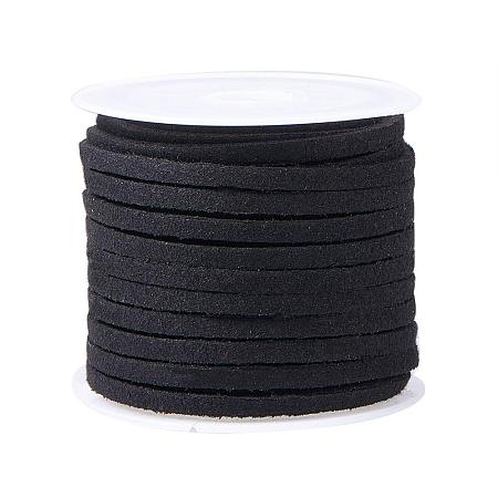 ARRICRAFT Faux Leather Lace Beading Thread 3mm Faux Suede Cord String Velet 5 Yards with Roll Spool Black