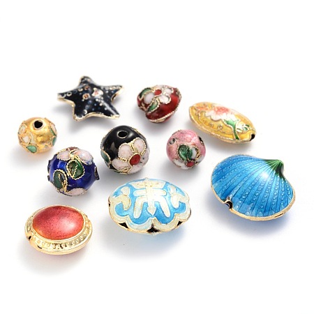 Handmade Cloisonne Beads Mix, Assorted Colors, about 3~20mm wide, 6~25mm long, hole: 1~2mm