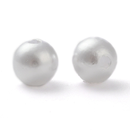 Honeyhandy ABS Plastic Imitation Pearl Ball Beads, Round, White, 8mm, Hole: 2mm