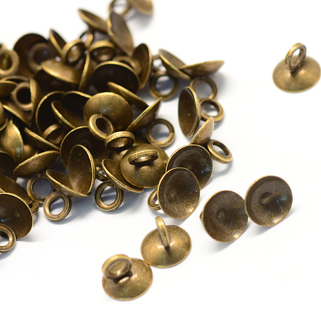 Honeyhandy Iron Bead Cap Pendant Bails, for Globe Glass Bubble Cover Pendants, Antique Bronze, 6mm, Hole: 2mm