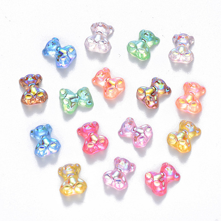 Honeyhandy Resin Cabochons, Nail Art Decoration Accessories, AB Color Plated, Bear, 9x8x4.5mm