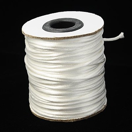 Honeyhandy Nylon Rattail Satin Cord, Beading String, for Chinese Knotting, Jewelry Making, White, 2mm, about 50yards/roll(150 feet/roll)