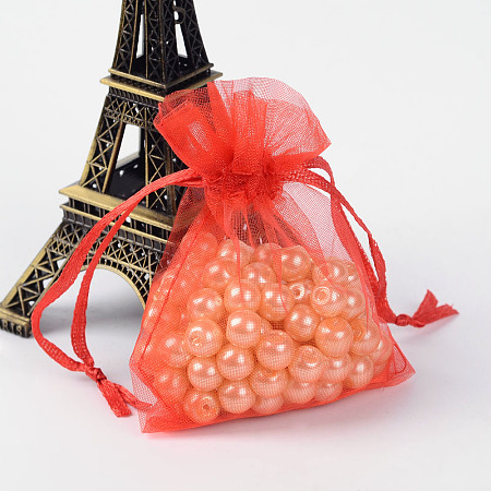 Honeyhandy Organza Gift Bags with Drawstring, Jewelry Pouches, Wedding Party Christmas Favor Gift Bags, Red, 9x7cm
