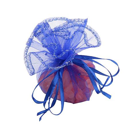 ArriCraft 100pcs Round Organza Drawstring Bags with Sequins Jewelry Pouches Wedding Party Candy Chocolate Christmas Favor Gift Bags Beading Storage Bags, 26cm, Blue