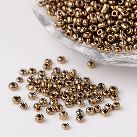 Honeyhandy 12/0 Metallic Colours Round Glass Seed Beads, Coconut Brown, 2mm, Hole: 1mm, about 3304pcs/50g