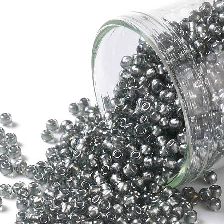 TOHO Round Seed Beads, Japanese Seed Beads, (1001) Dark Grey Silver Lined Semi Matte, 11/0, 2.2mm, Hole: 0.8mm, about 1110pcs/10g