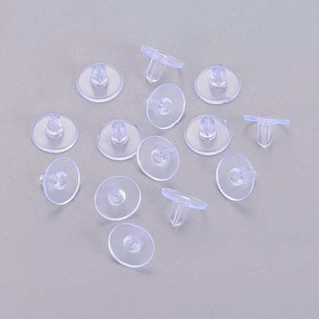 Honeyhandy Silicone Ear Nuts, Earring Backs, Clear, 6x9mm, about 416pcs/50g