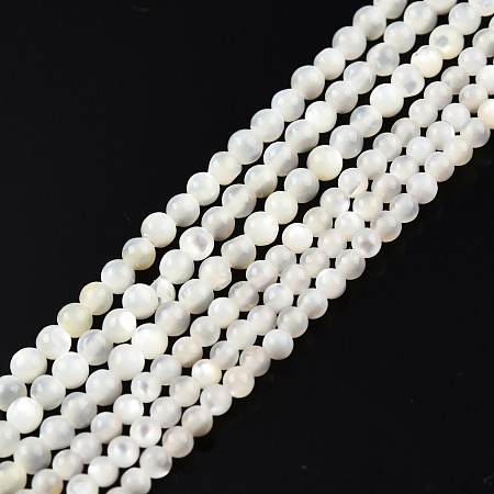 Natural White Shell Bead Strands, Round, 2~2.5mm, Hole: 0.6mm, about 172~173pcs/strand, 14.57 inch~14.69 inch(37~37.3cm)