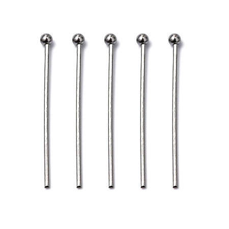 Honeyhandy 304 Stainless Steel Ball Head Pins, Stainless Steel Color, 25x0.7mm, 21 Gauge, Head: 1.95mm