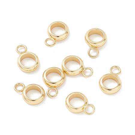 Honeyhandy 201 Stainless Steel Tube Bails, Loop Bails, Ring Bail Beads, Real 18K Gold Plated, 9x6x2mm, Hole: 1.8mm