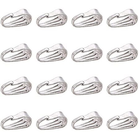 CHGCRAFT 100pcs 304 Stainless Steel Snap Bail Hook Pinch Clip Pendant Charms Clasps Chain Connector for Neckalce Jewelry DIY Craft Making, Stainless Steel Color