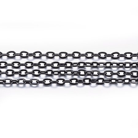 Honeyhandy 3.28 Feet Handmade 304 Stainless Steel Cable Chains, Soldered, Flat Oval, Electrophoresis Black, 2x1.5x0.4mm