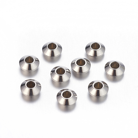 Honeyhandy 304 Stainless Steel Bicone Spacer Beads, Stainless Steel Color, 6x3mm, Hole: 2.5mm