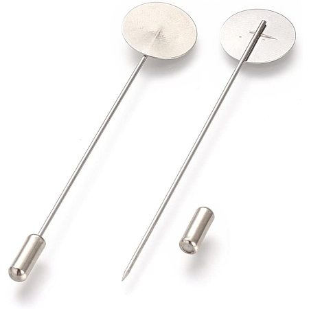 UNICRAFTALE 20-Pieces 15mm Tray Brooch Pins for Resin Rhinestone 304 Stainless Steel Brooch Pins Findings Safety Catch Back Pins for Craft Jewelry Making 77x15mm, pin 1mm