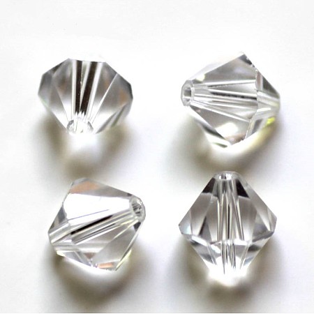 Honeyhandy Imitation Austrian Crystal Beads, Grade AAA, Faceted, Bicone, Clear, 4x4mm, Hole: 0.7~0.9mm