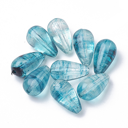 Transparent Acrylic Beads, teardrop, Turquoise, 14x8mm, Hole: 1mm