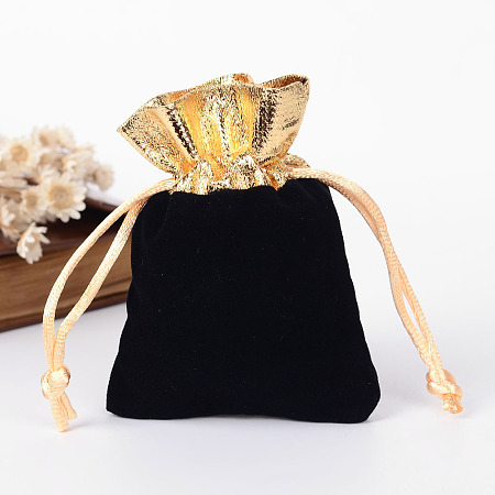 Honeyhandy Rectangle Velvet Jewelry Bag, Black, 9x7cm