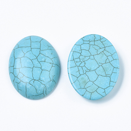 Honeyhandy Synthetic Turquoise Cabochons, Dyed, Oval, Sky Blue, 40x30x8mm