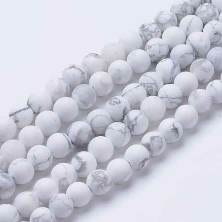 Arricraft Natural Howlite Beads Strands, Frosted Style, Round, 4~4.5mm, Hole: 1mm, about 96pcs/strand, 15.5