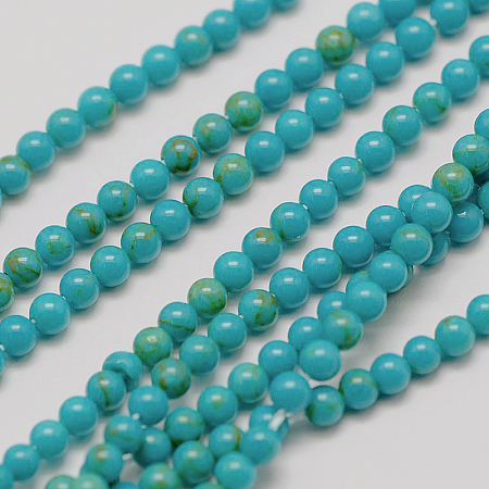 Arricraft Imported Natural Turquoise Bead Strands, Round, 3mm, Hole: 0.8mm, about 126pcs/strand, 16 inches