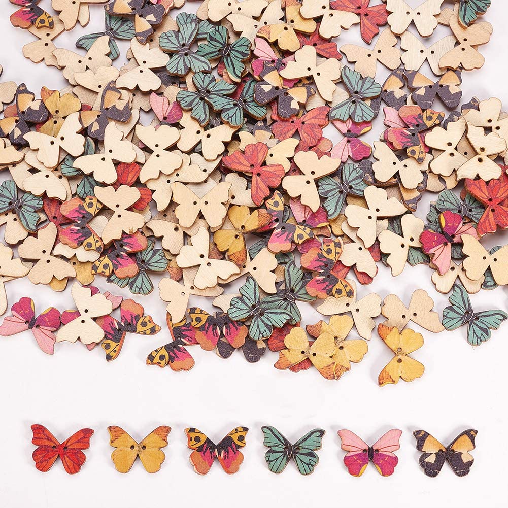 Wholesale Lots W09 Wooden Buttons Butterfly Shape 2-hole Sewing Scrapbook 