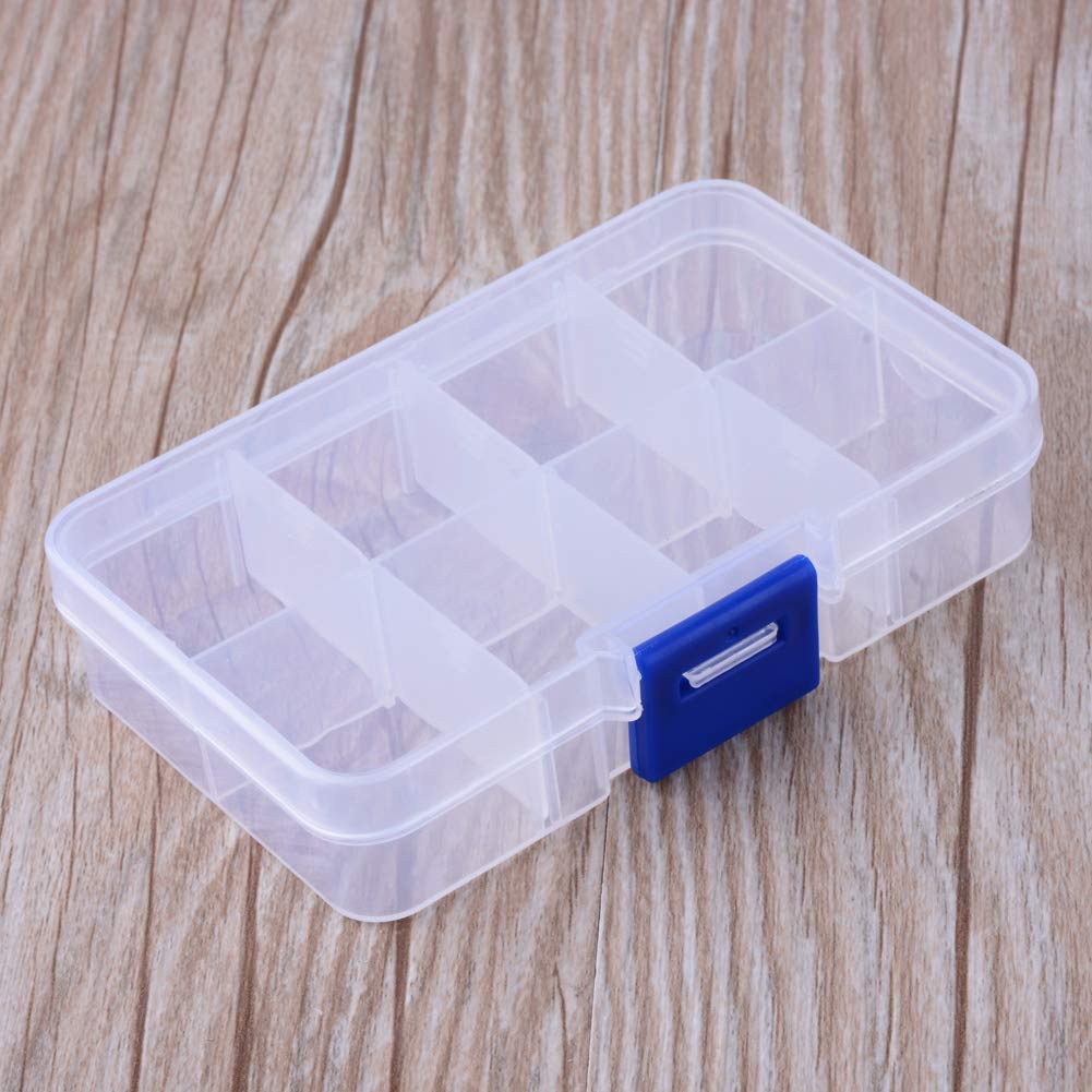 8 Grid Clear Plastic Round Jewelry Bead Organizer Box Storage Container Case 